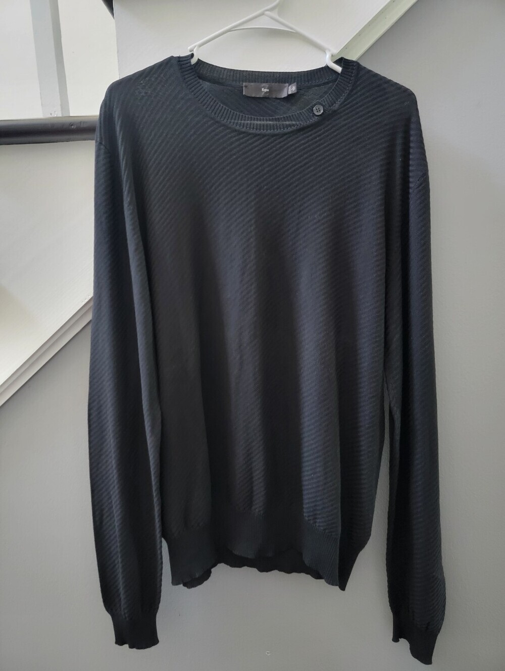Zegna Luxury Sweater Fine Knit Lightweight Crewneck Large Textured Pattern